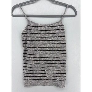 LOFT Cami Women XSP Gray Space Dye Black Sequin Spaghetti Strap Tank Top